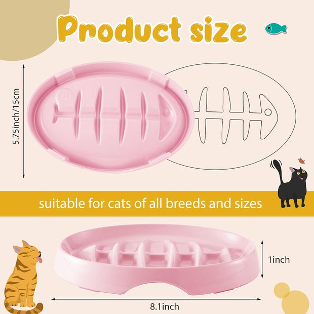 Cat Slow Feeder Bowl Slow Feed Cat Dish Fishbone Cat Slow Feeder Small Interactive Dog Feeder Dish Anti Gulping Pet Bowl For Cat And Dog Slow Eating To Against Bloat