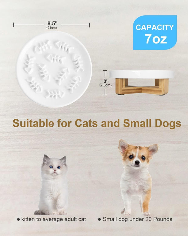 Ceramic Pet Feeder, Slow Feed Cat Bowls For Healthy Eating For Cats And Small Dogs