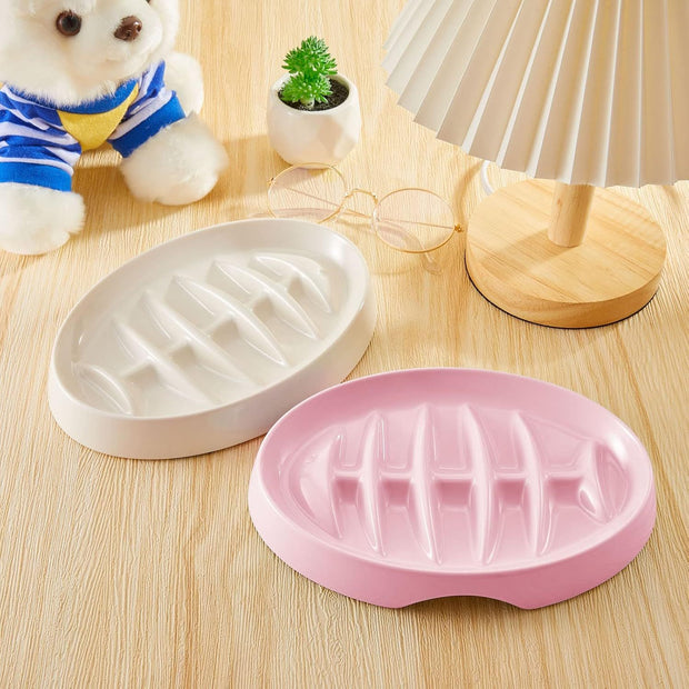 Cat Slow Feeder Bowl Slow Feed Cat Dish Fishbone Cat Slow Feeder Small Interactive Dog Feeder Dish Anti Gulping Pet Bowl For Cat And Dog Slow Eating To Against Bloat